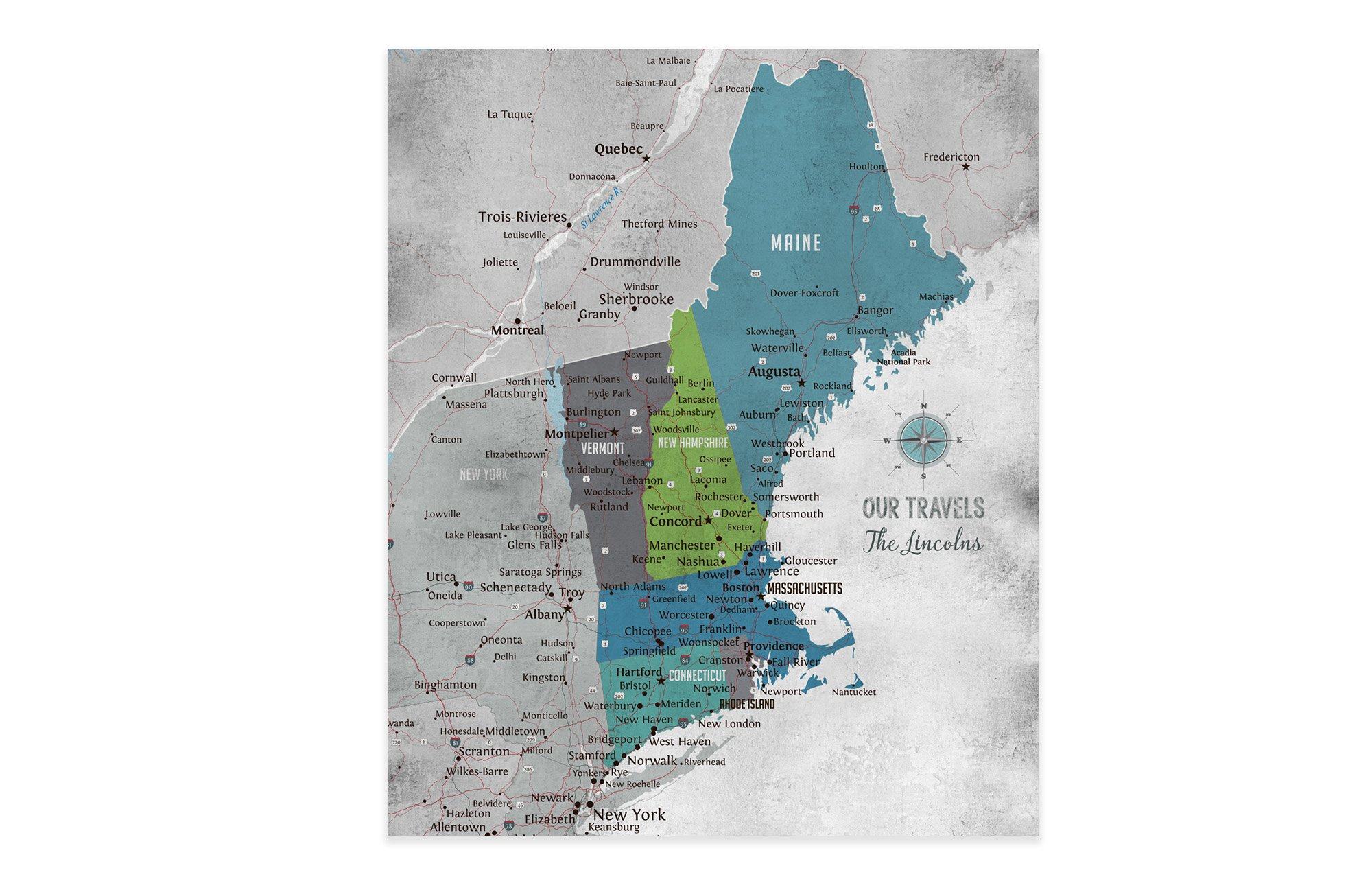 New England Map – World Vibe Studio