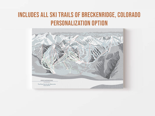 Breckenridge, Colorado Ski Trails Wall Art, Personalized, Ski and Snowboard Gifts Map World Vibe Studio 11X14 Watercolor Paper 