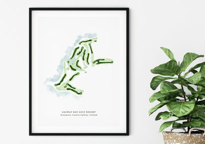 Galway Bay Course Map, Ireland, Wall Art Print for Golfer Map World Vibe Studio 