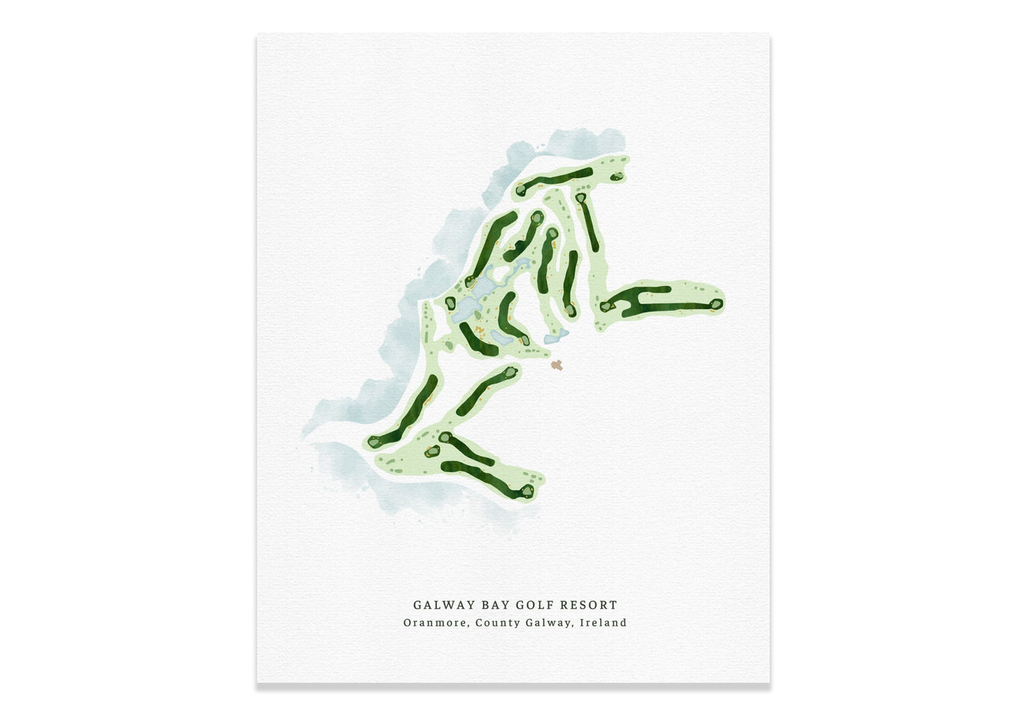 Galway Bay Course Map, Ireland, Wall Art Print for Golfer Map World Vibe Studio 