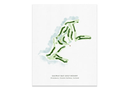 Galway Bay Course Map, Ireland, Wall Art Print for Golfer Map World Vibe Studio 