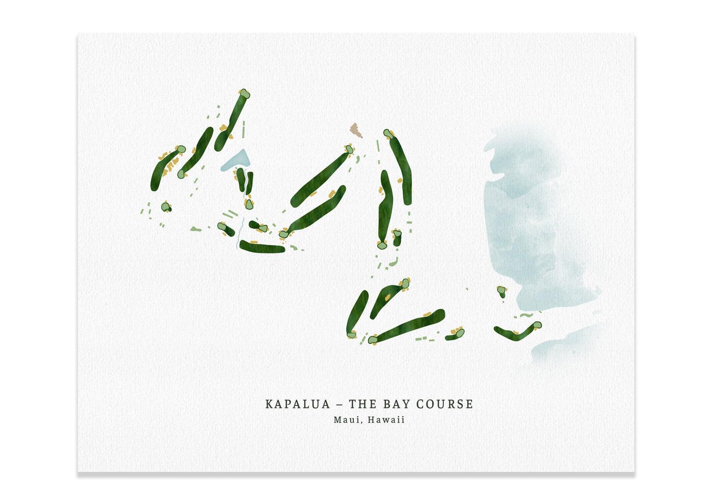 Kapalua Golf Map, Bay And Plantation Course, Wall Art Print for Golfers Map World Vibe Studio 8X10 Unframed BAY