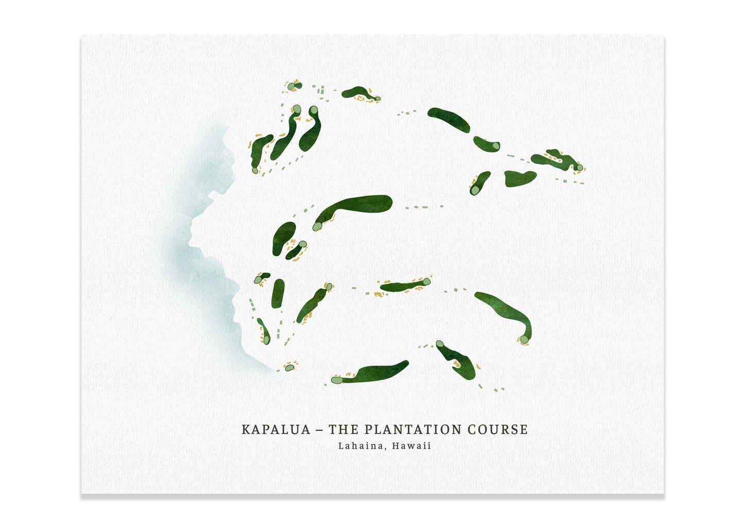 Kapalua Golf Map, Bay And Plantation Course, Wall Art Print for Golfers Map World Vibe Studio 8X10 Unframed PLANTATION