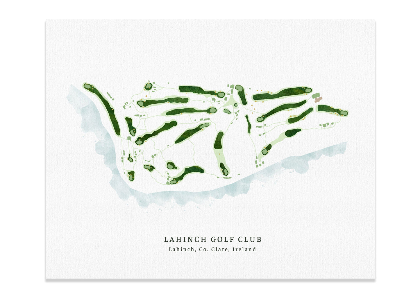 Lahinch Golf Club, Co Clare, Ireland Course Map, Poster for Golfer Map World Vibe Studio 8X10 Unframed 