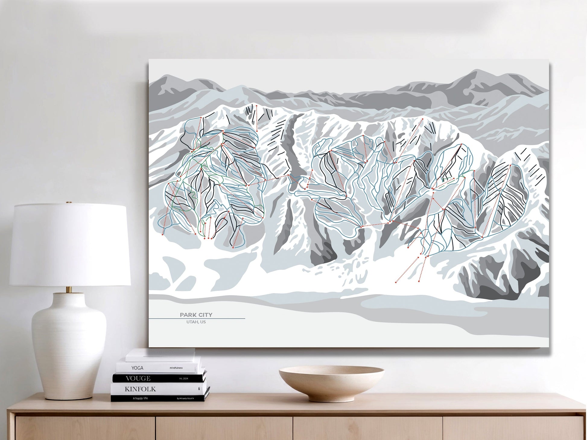 Park City, Utah Ski Trails Wall Art, Personalized, Ski and Snowboard Gifts Map World Vibe Studio 