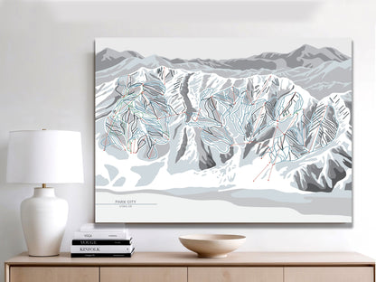 Park City, Utah Ski Trails Wall Art, Personalized, Ski and Snowboard Gifts Map World Vibe Studio 