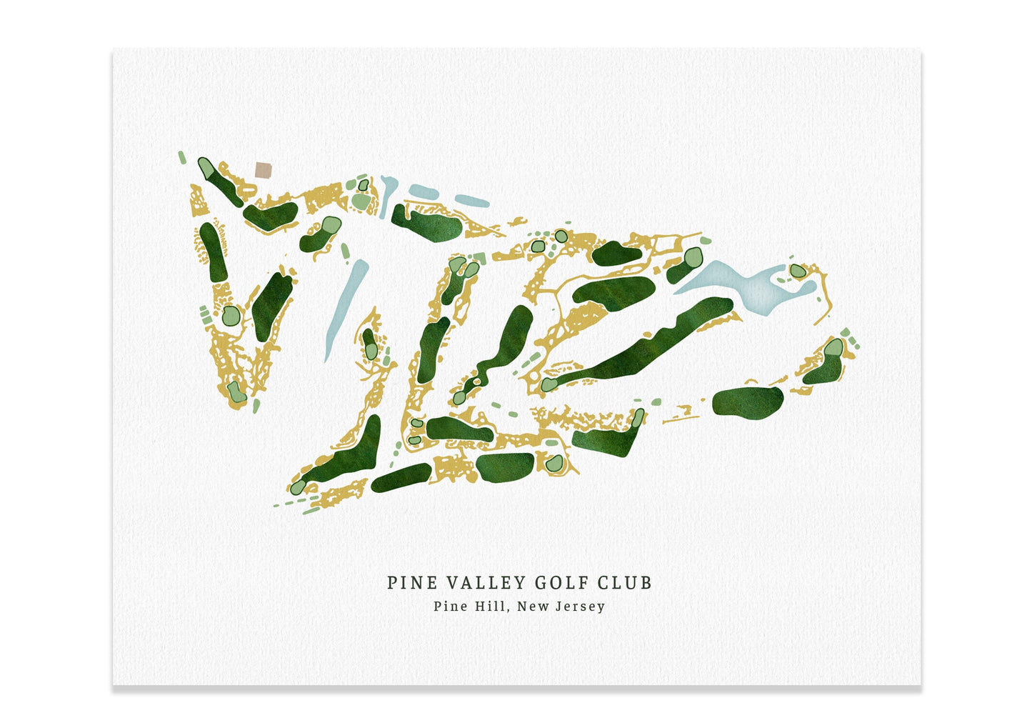 Pine Valley Golf Course, New Jersey Golf Gifts for Men, Wall Poster Map World Vibe Studio 8X10 Unframed 