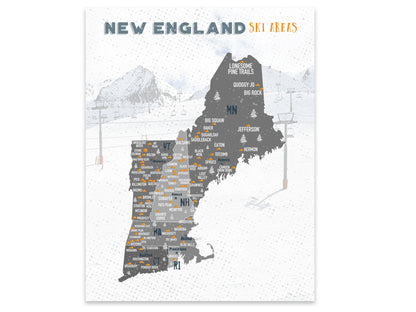 New England Ski Resorts, PERSONALIZED CANVAS Pin Board Map World Vibe Studio 11X14 Gray 