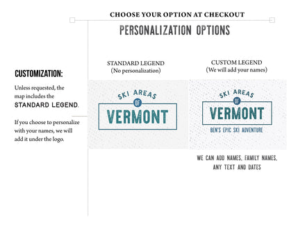 Vermont Ski Area Trails, Gift for Skier and Snowboarder, Paper and Canvas Options Map World Vibe Studio 