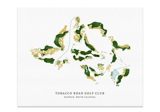 Tobacco Road Golf Club Map, Sanford, NC Course Map Map World Vibe Studio 8X10 Unframed 