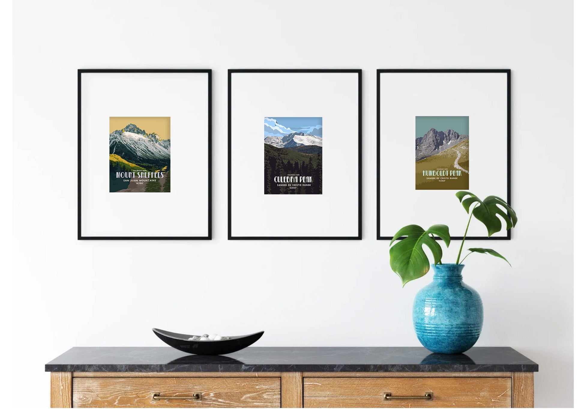 Colorado Fourteeners MINI Prints, Postcard Style, 58 Peaks Of The Rockies Map World Vibe Studio 