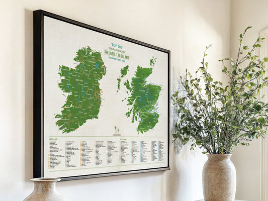 Scotland and Ireland Top 100 Golf Courses, Personalized – Push Pin Map Map OrderDesk 