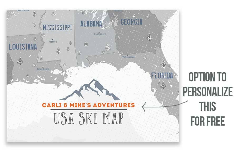 Ski Map of USA, CANVAS PUSH PIN MAP, Pin Board Wall Map, Snowboarding Map World Vibe Studio 