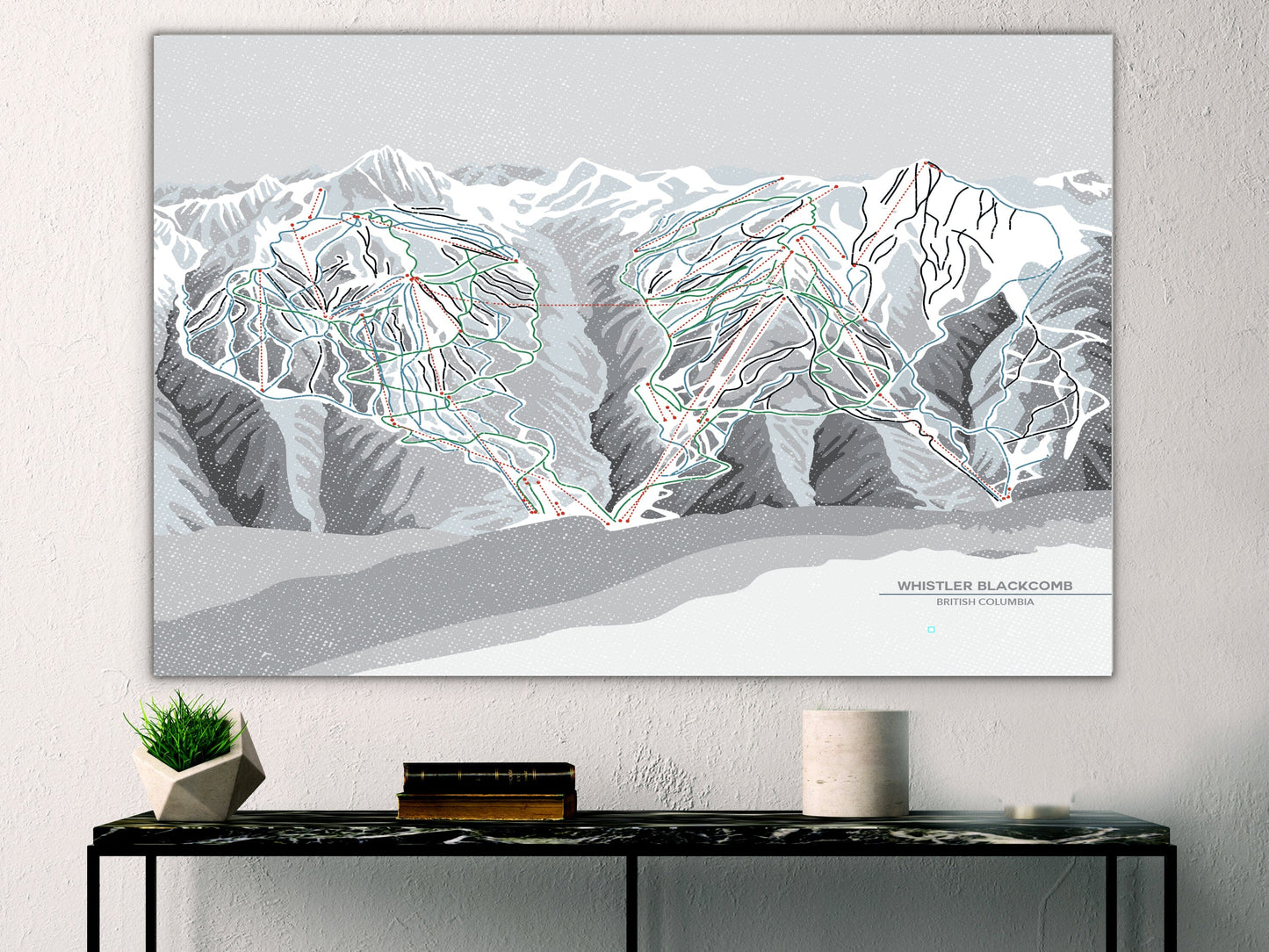 Whistler Blackcomb Ski Trails Wall Art, Personalized, Ski and Snowboard Gifts Map World Vibe Studio 