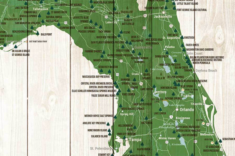 Map of Florida State Parks, Canvas Push Pin Board - World Vibe Studio