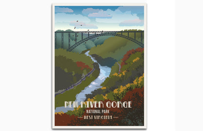 New River Gorge National Park, West Virginia, National Park Poster, Unframed Map World Vibe Studio 8X10 