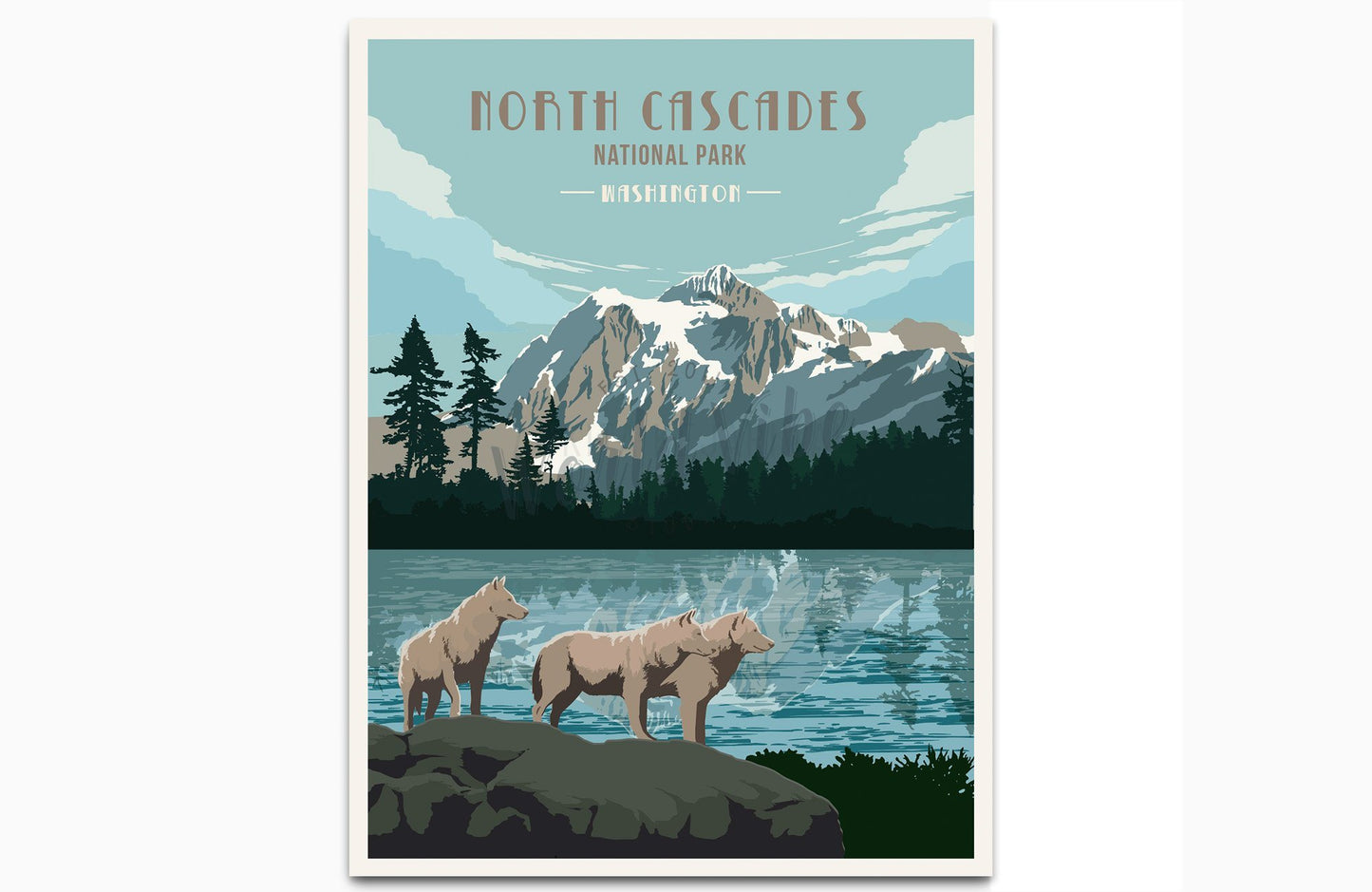 North Cascades National Park, Washington, National Park Poster, Unframed Map World Vibe Studio 8X10 