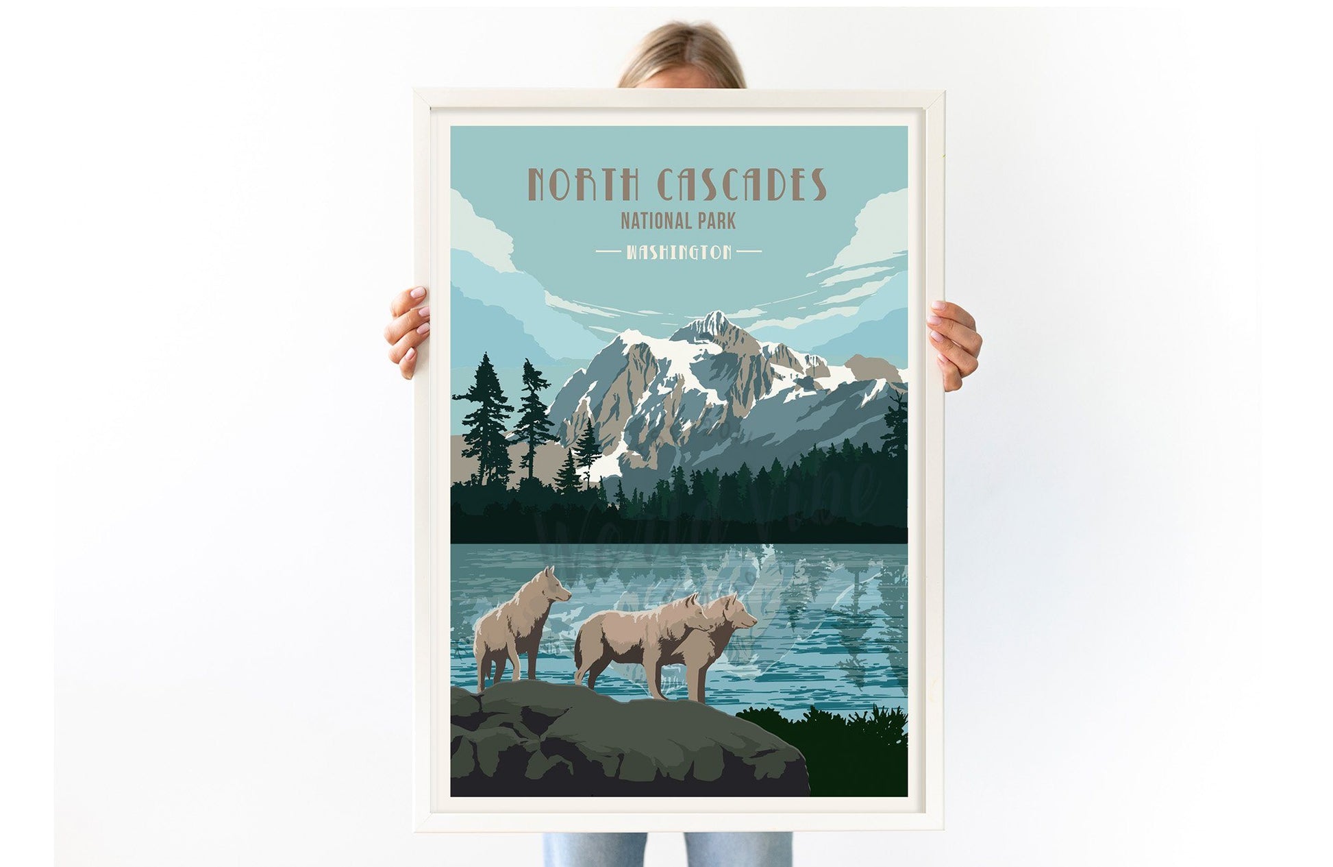 North Cascades National Park, Washington, National Park Poster, Unframed Map World Vibe Studio 