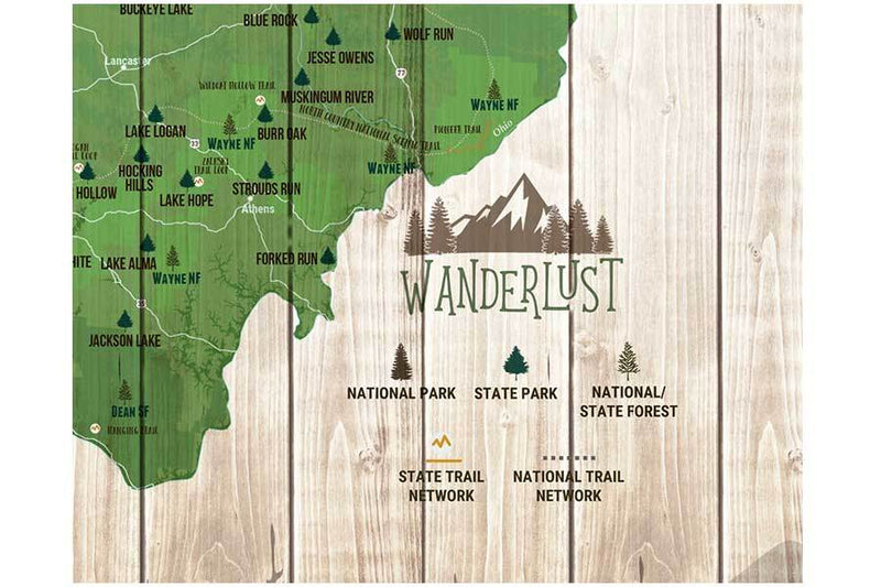 Ohio State Park Map, Push Pin Travel Board - World Vibe Studio