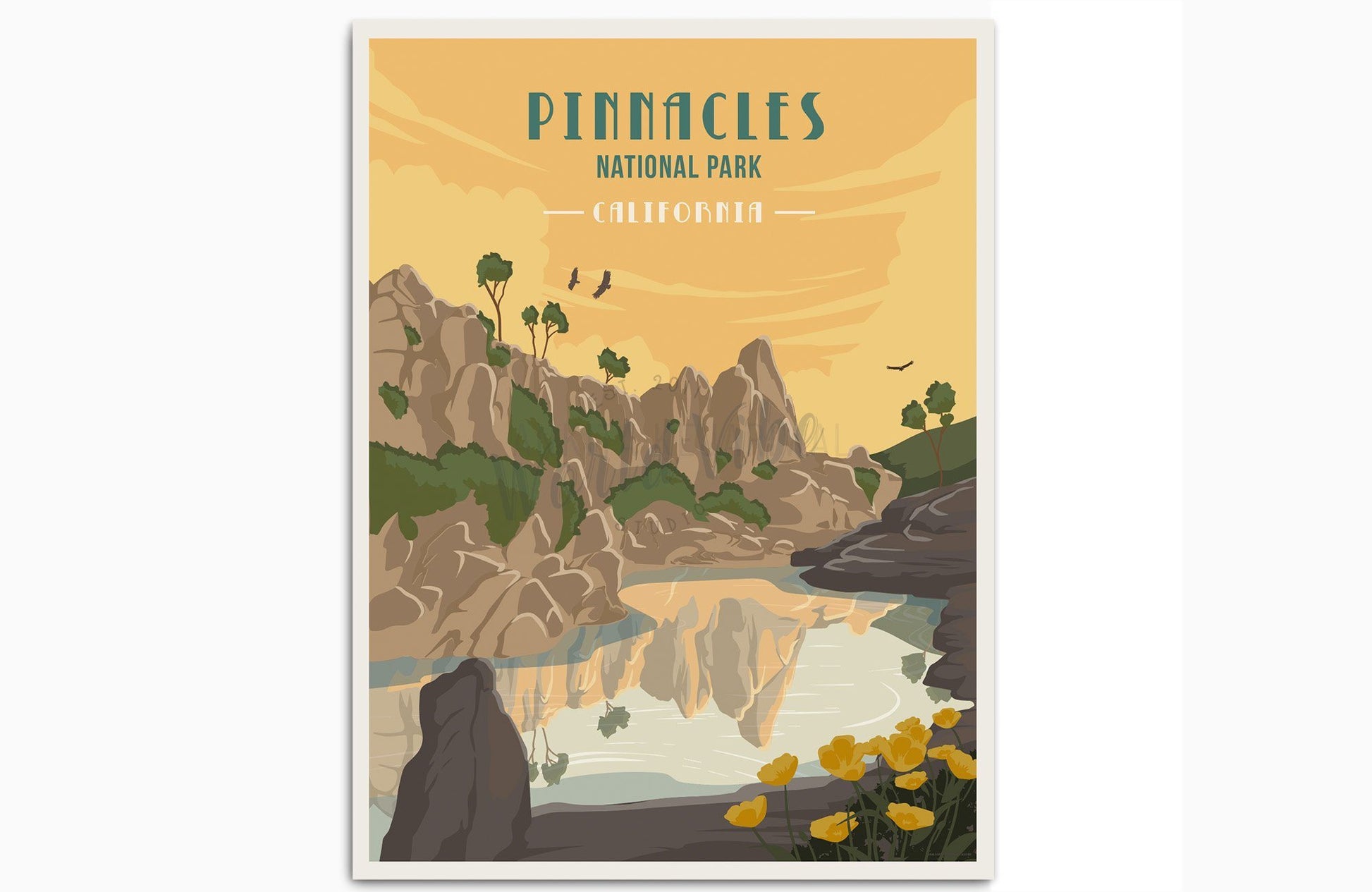 Pinnacles National Park, California, National Park Poster, RV Decor, Unframed Map World Vibe Studio 