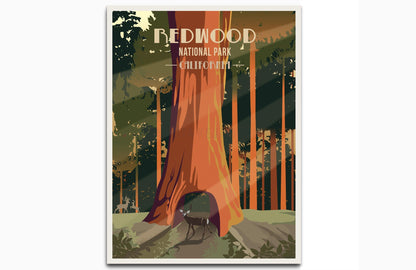 Redwood National Park, California, National Park Poster, Unframed Map World Vibe Studio 8X10 