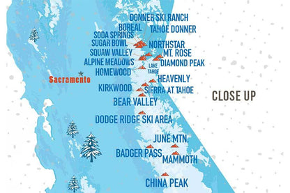 California Ski Map, Wall Art Poster Map World Vibe Studio 