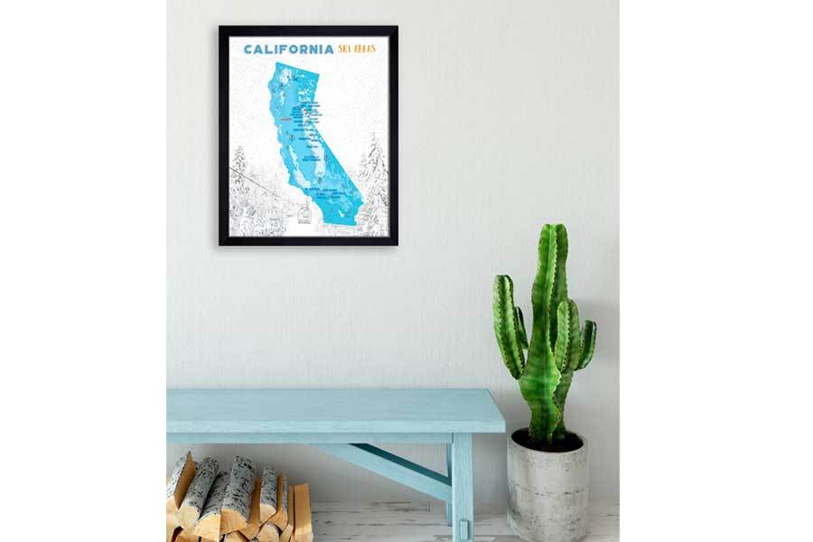 California Ski Map, Wall Art Poster Map World Vibe Studio 