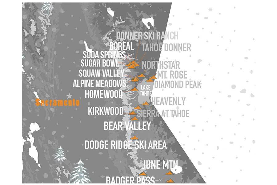 California Ski Map, Wall Art Poster Map World Vibe Studio 