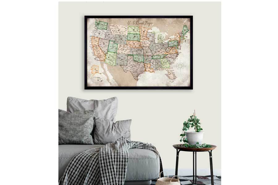 World Map - With Roads – designer canvas print – Photowall