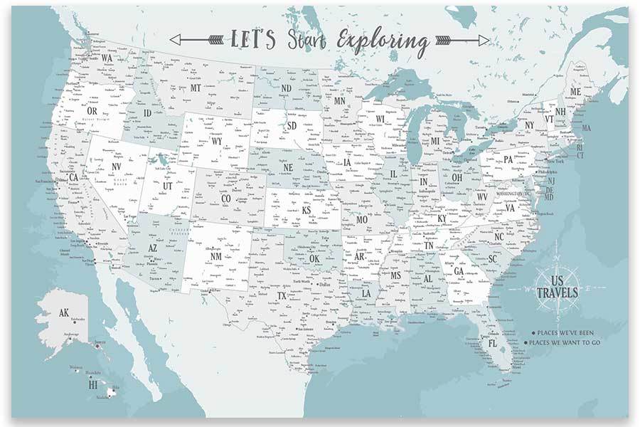 Updated Personalized MLB Stadium Map With Push Pins US 