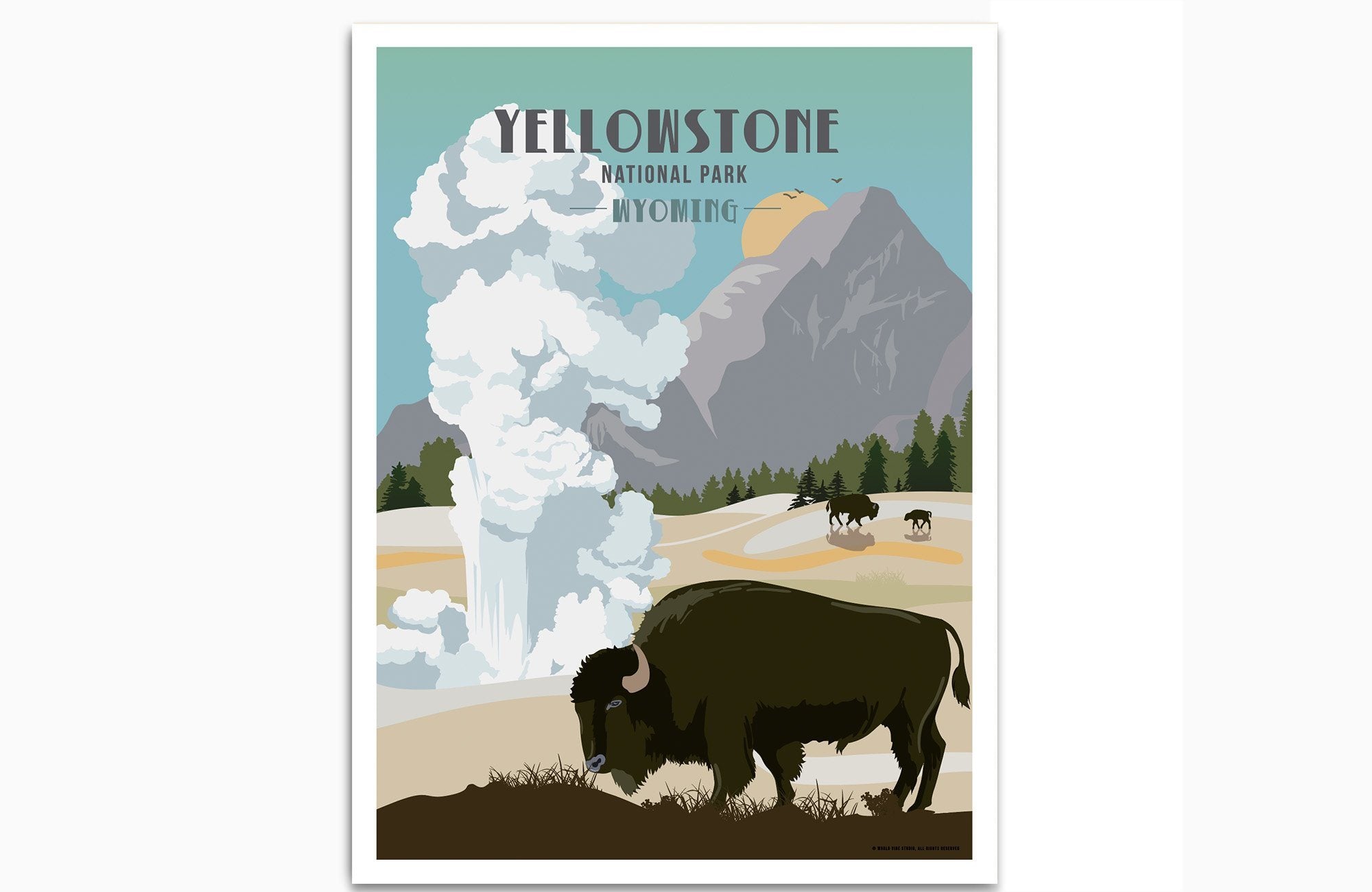 Yellowstone National Park Poster, Wyoming, Unframed